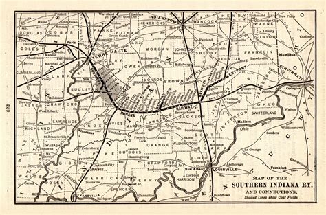 1906 Antique SOUTHERN INDIANA Railway Map Chicago Southern Railway Map ...