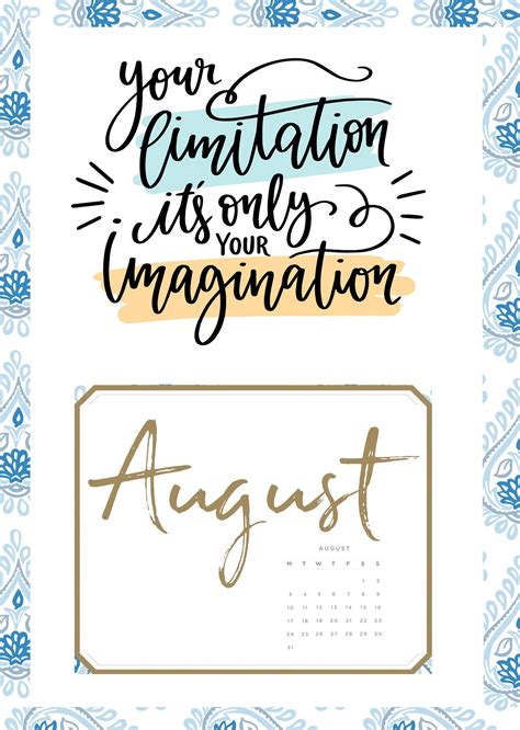 Inspiring August 2020 Quotes Calendar