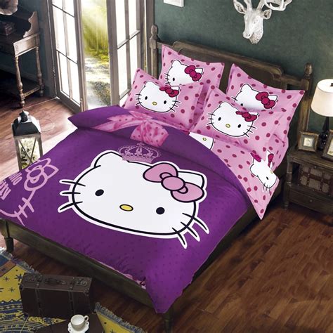 Hello Kitty Polyester Cotton duvet cover bed set, family Polyester ...