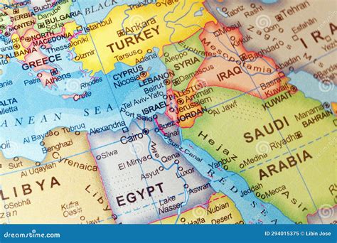 World Map of Middle East Countries Israel, Palestine, Jordan, Iraq ...