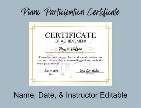 EDITABLE PIANO RECITAL Certificates Piano Awards Piano - Etsy