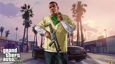 Franklin Clinton with a gun in Grand Theft Auto V HD desktop wallpaper ...