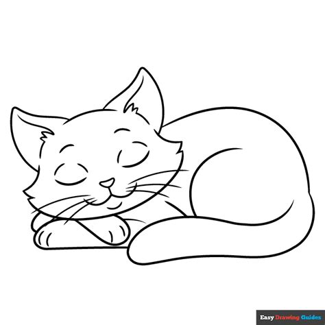 Simple Sleeping Cat Coloring Page | Easy Drawing Guides