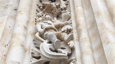 Cathedral of Salamanca, Spain. An astronaut carved in the 900 year old ...