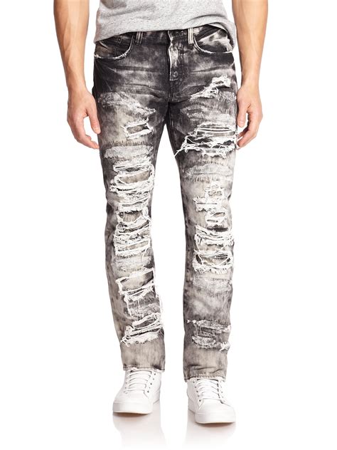 PRPS Dalia Destroyed & Distressed Denim Jeans in Black for Men - Lyst