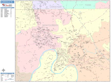 Clarksville Tennessee Wall Map (Color Cast Style) by MarketMAPS - MapSales