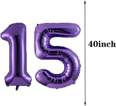 Buy 15th Birthday Balloon 15th Birthday Decorations Purple 15 Balloons ...