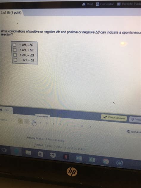 Solved What combinations of positive or negative Delta H and | Chegg.com