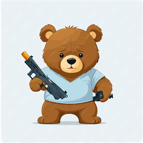 Premium Vector | Bear holding gun vector on white background