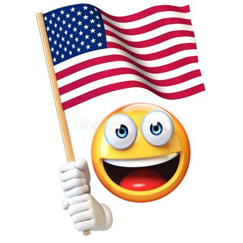 Emoji Holding US Flag, Emoticon Waving United States of America ...