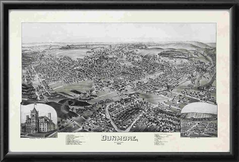 Bird's eye view map of Dunmore, PA 1892 - Vintage City Maps