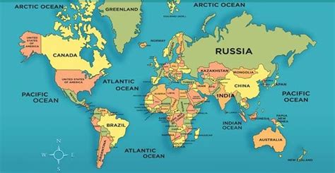 Detailed World Map With Countries in PDF - World Map with Countries