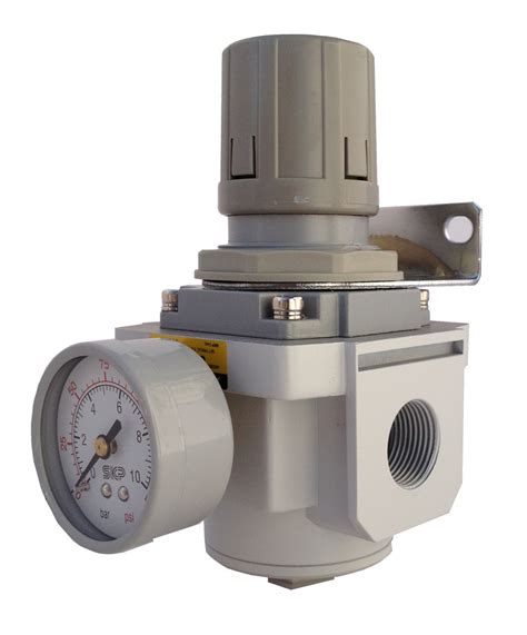 PneumaticPlus Air Pressure Regulator 1" NPT with Gauge & Bracket