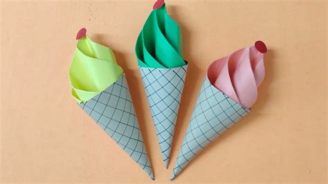 How to make paper ice cream cone || Paper ice cream cone craft ...