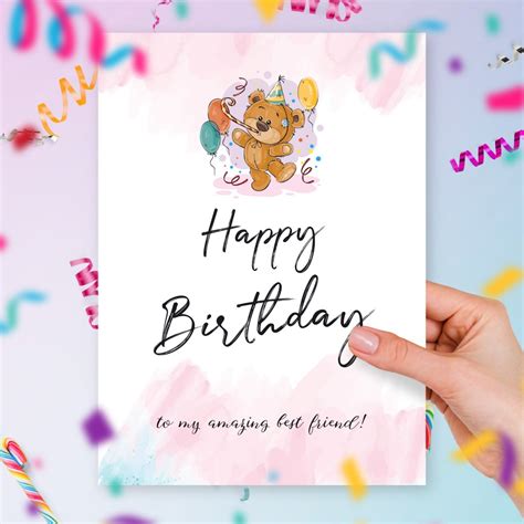 Birthday Greeting Card For Best Friend Template Editable Online