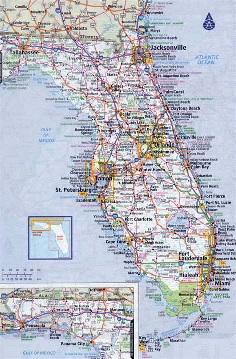 Large Detailed Roads And Highways Map Of Florida State With All Cities ...