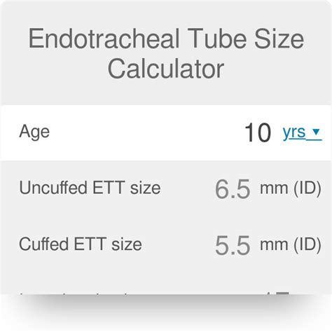 Et Tube Size Formula For Infants