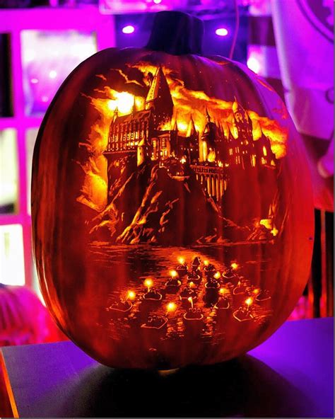 Magical Hogwarts Pumpkin Carving - Between The Pages Blog