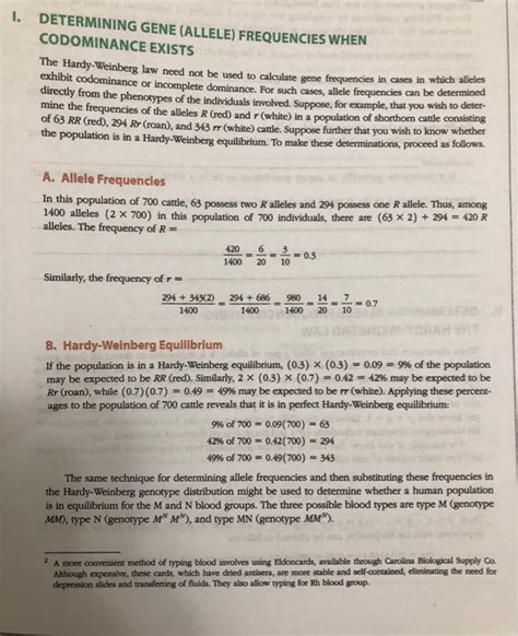 Solved I. DETERMINING GENE (ALLELE) FREQUENCIES WHEN | Chegg.com