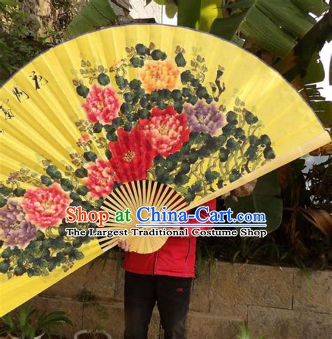 Traditional Chinese Crafts Ink Painting Peony Folding Fan Paper Fans ...