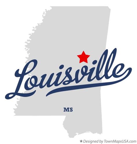 Map of Louisville, MS, Mississippi