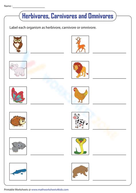 Carnivore Herbivore Omnivore Worksheets Story - Worksheets Library