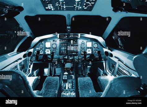 Aircraft interior, cockpit view inside turboprop plane Stock Photo - Alamy