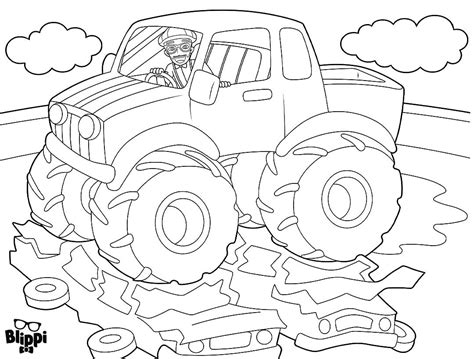 Blippi on Excavator Coloring Page - Free Printable Coloring Pages for Kids