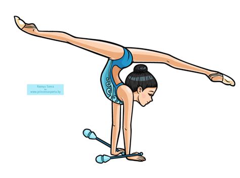 Gymnast girl with clubs, cartoon character | Gymnastics poses, Cool ...