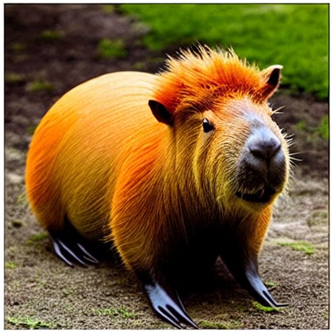 prompthunt: A capybara with orange on head