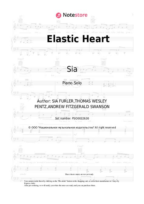 Elastic Heart piano sheet music Sia in Note-Store.com | Piano.Solo SKU ...