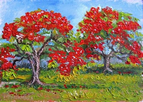 Double Trouble royal poinciana painting Impasto, Double Trouble, Royal ...