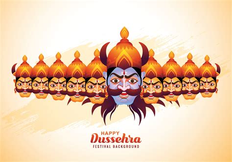 Happy dussehra celebration angry ravan with ten heads and bow card ...