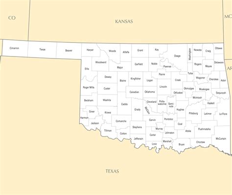 Printable Map Of Oklahoma Counties