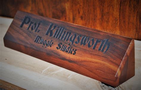 Personalized Wooden Desk Name Plates 10 Inch solid Walnut