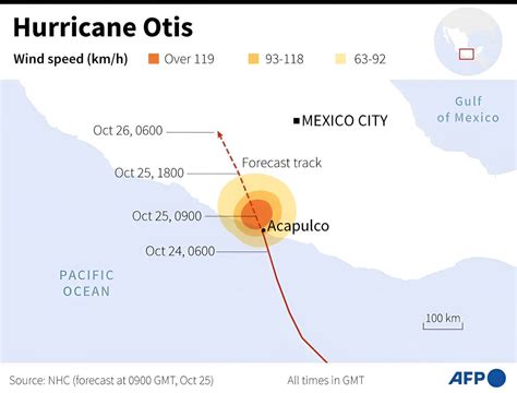 Map of Hurricane Otis in Mexico in 2023