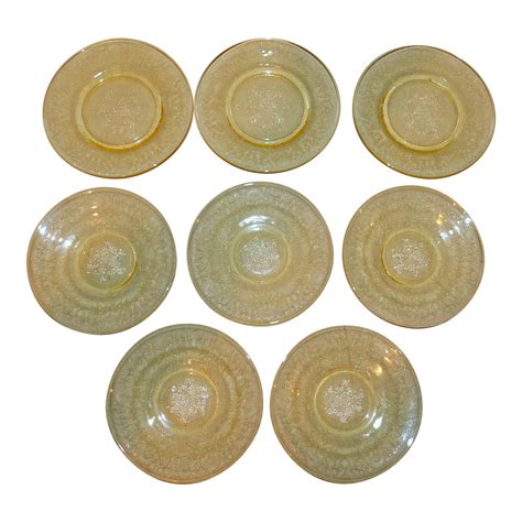 Yellow Depression Glass Plates - Set of 8 | Chairish