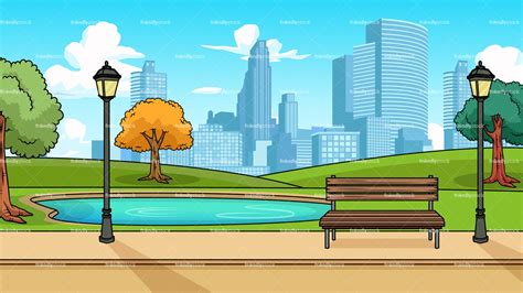 Modern City Park Background Cartoon Clipart Vector - FriendlyStock