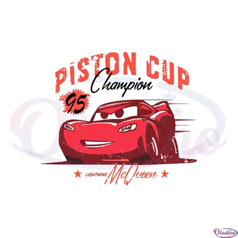 Vintage Disney Lightning Mcqueen Piston Cup Champions Svg