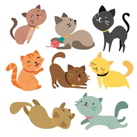 Free Vector | Coloured cats collection