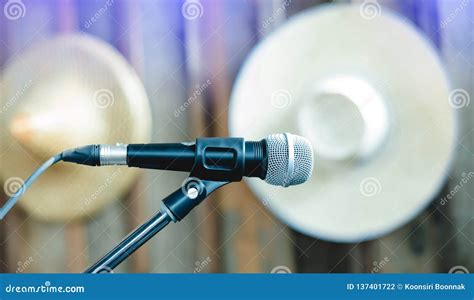 Microphone on a Stand Up Comedy Stage Stock Photo - Image of party ...