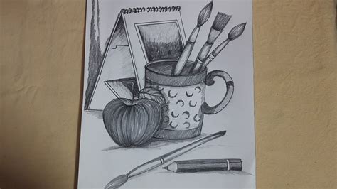 still life pencil shading drawing || still life objects drawing || Easy ...