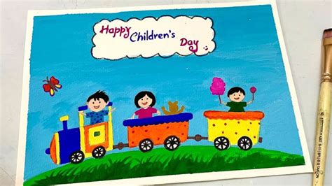 Children’s Day Drawing and Painting | Easy Poster Color Painting | How ...