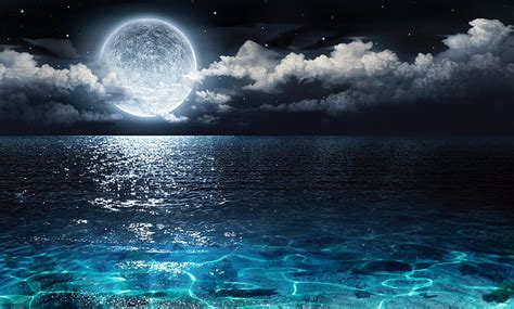 HD wallpaper: Earth, Moon, Cloud, Night, Ocean, Sea | Wallpaper Flare