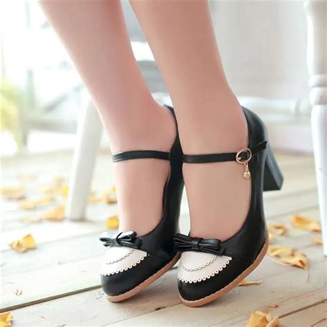 2014 new thick heel sweet bow high heeled women wedding shoes, retro ...