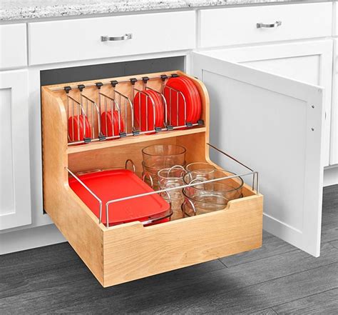 Adjustable Pull-Out Cabinet Drawer For Organizing Your Tupperware