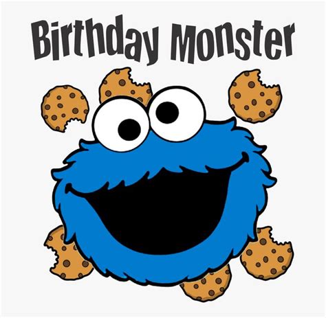 a cartoon cookie monster with the words birthday monster on it