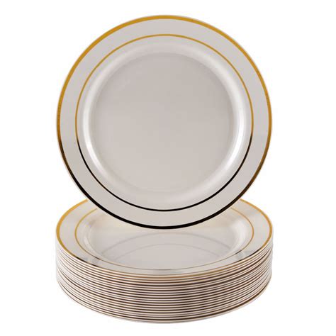 Glare Ivory/ Gold Dinnerware Plates - Value Pack - Silver Spoons