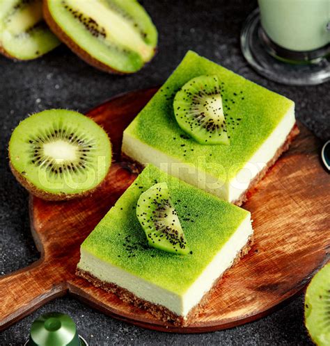 kiwi dessert with side sliced kiwi | Stock image | Colourbox