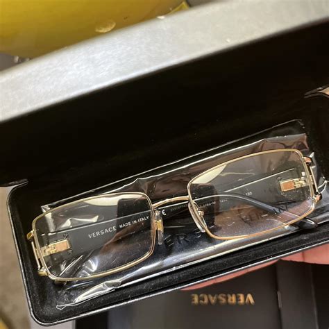 Versace Pale Gold Rectangle Glasses Frames A women’s... - Depop